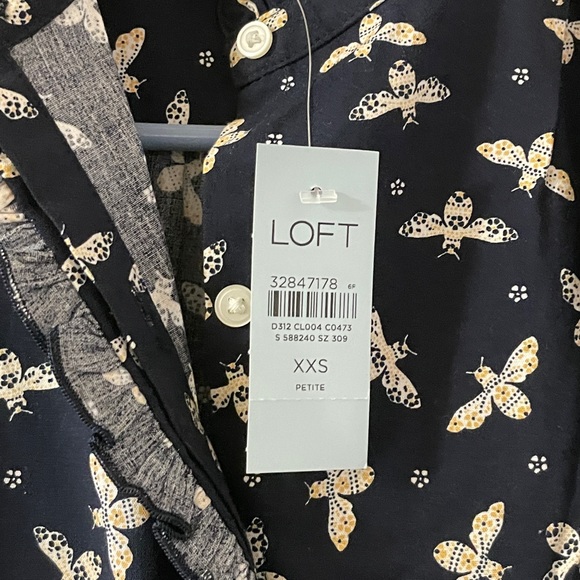 Loft Petite Bee Ruffle Top XXSP - Picture 4 of 5